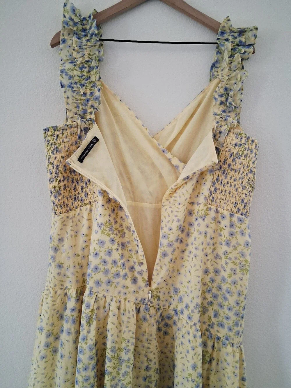 Abercrombie & Fitch Ruffle Strap High Low Chiffon Floral Maxi Dress